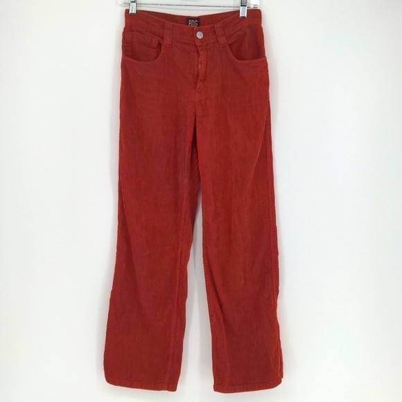 BDG Urban Outfitters Orange/Red Corduroy Straight Leg Mid Rise Pant Size 25 - Picture 1 of 15